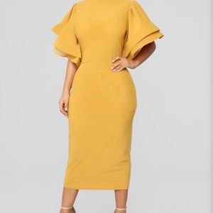 Mustard ruffle dress
